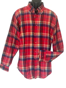 Vintage Flannel Mens Shirt XL Chest 50" Red Plaid Button-up Outdoor Hipster - Picture 1 of 8