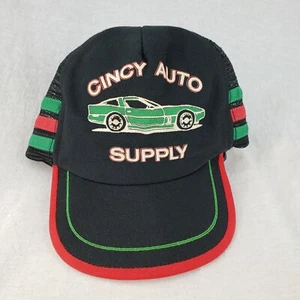 RARE Vintage 3 Three Stripe Mesh Trucker Hat Snapback Cincy Auto USA Gucci Color - Picture 1 of 12