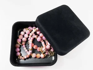 Glasperlen Halskette Armband Ohrringe Set - Rosa Lila Orange ~ Handarbeit - Bild 1 von 7