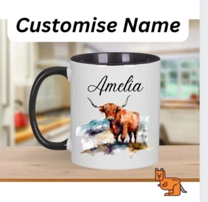 Highland cow mug customise coo mug personalise mug Christmas birthday gift - Picture 1 of 1