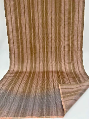 Lujosa tela Duponi marrón beige tonos seda a rayas por 2 metros. Foto 1 de 4