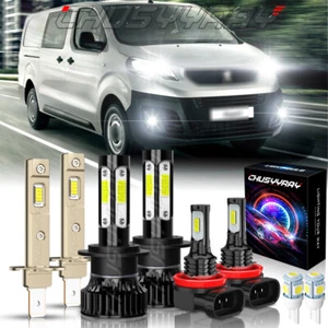 For Peugeot Expert 2018-2019 6x Combo LED Headlight Hi/Lo Bulb + Fog Lamp 6000K - Picture 1 of 18
