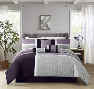 Chezmoi Collection Upland 7-Piece Quilted Patchwork Comforter Set, Lavender/G... - Picture 1 of 9