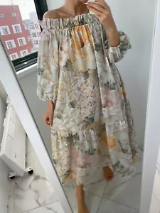 ❤️H&M NEU BAUMWOLLE BLUMEN PASTELLFARBEN MAXIKLEID MIDIKLEID BOHO BOHEMIAN - Bild 1 von 12