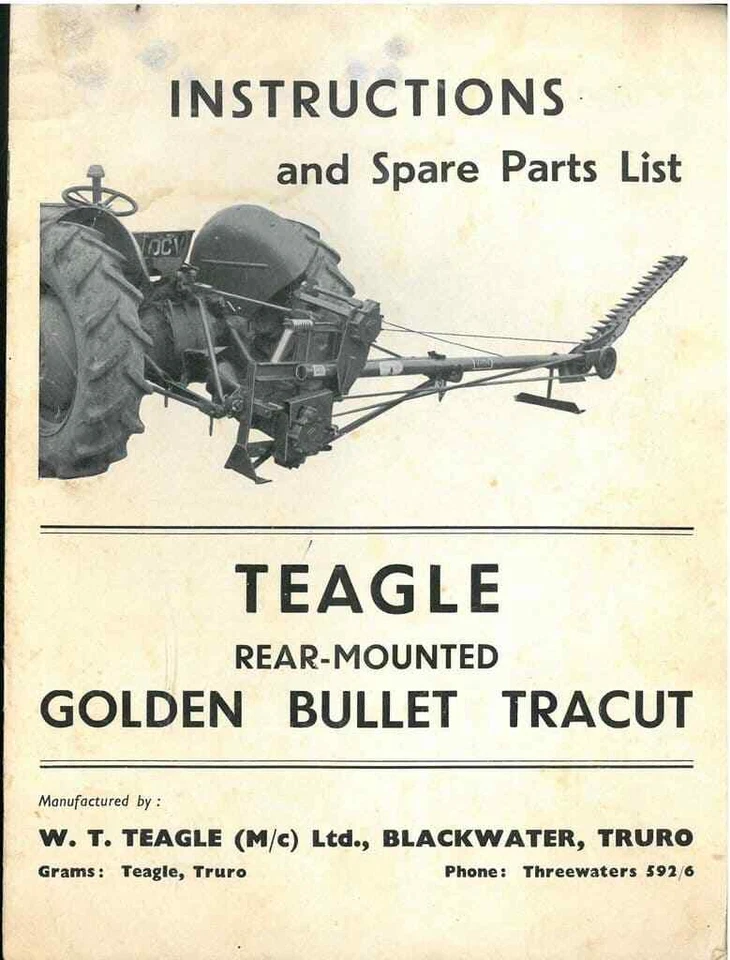 Teagle Hedgetrimmer Golden Bullet Tracut Operators Manual and Parts List - Image 1 of 1