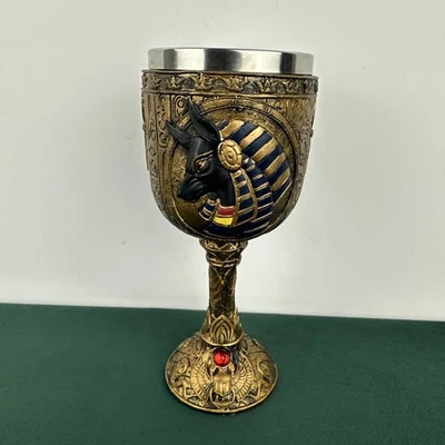 Ancient Egyptian God of the Afterlife Anubis Wine Goblet Chalice Egypt Cup New - Image 1 of 4