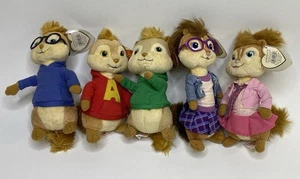 TY BeanieBabies Chipmunks Alvin, Theodore, Simon, Brittany, Jeanette Lot of 5 - Picture 1 of 8