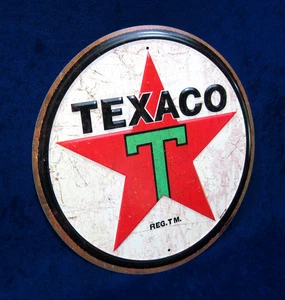 Logotipo de TEXACO 1936 -*HECHO EN EE. UU.*- Letrero de acero totalmente en relieve - Decoración de garaje cueva para hombre - Imagen 1 de 11