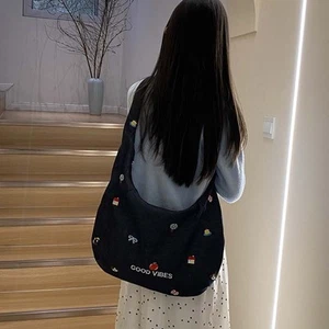 Canvas Japanese StyleShoulder Pouch Large Capacity Women Messenger Bag Daily - Picture 1 of 12