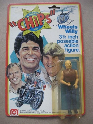 1977 Chips Mego Wheels Willy boneco de ação série de TV vintage colecionável 3,75” - Imagem 1 de 3