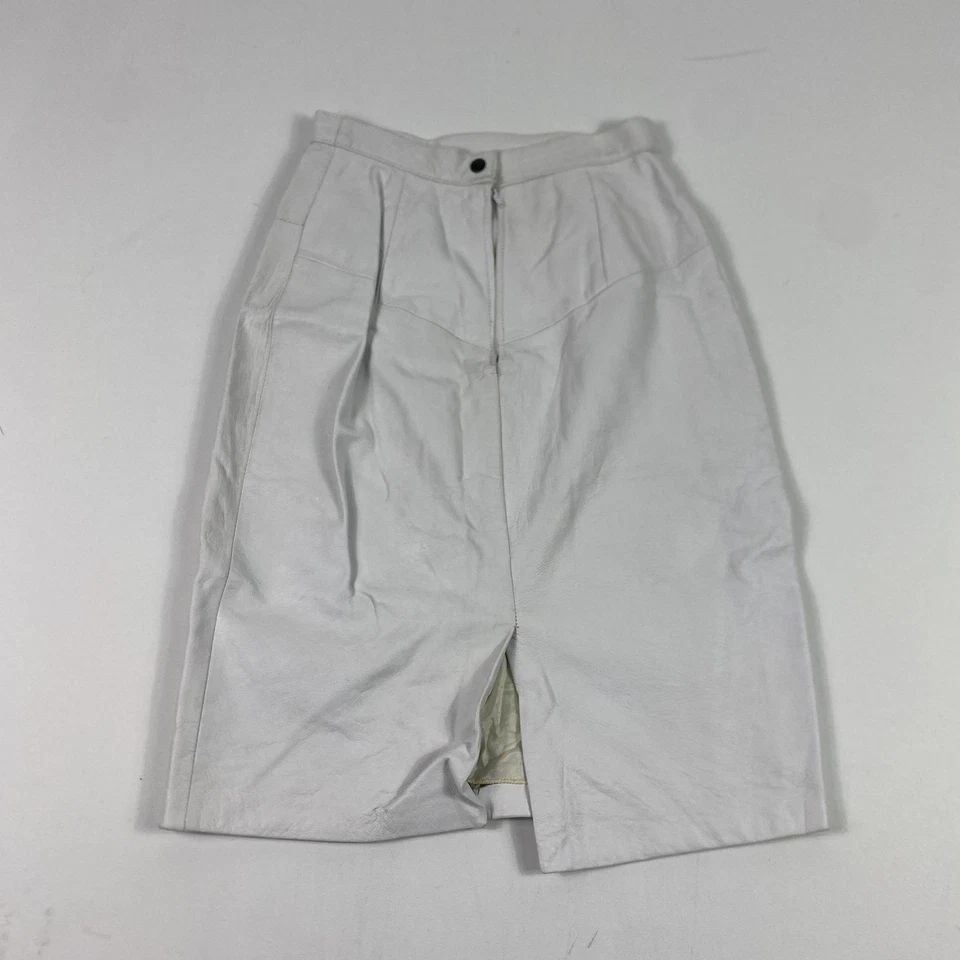 Falda de cuero Forenza vintage para mujer 6 blanco cintura alta lápiz hecha en Italia años 90 Foto 1 de 4
