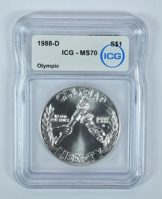 1988-D Olympic Torches Commemorative Silver Dollar MS70 ICG *5582 - Image 1 of 4