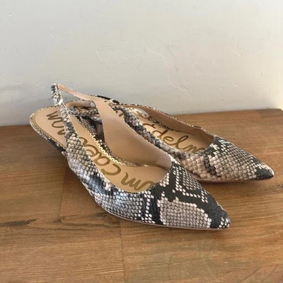 Sam Edelman 蛇皮印花露背皮革高跟鞋女式 8.5 码 — 第 1/4 张图片