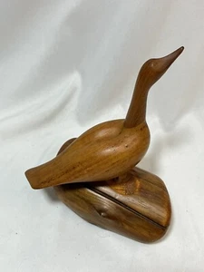 Made In Canada Carved Wooden Bird On Log Stamped L Grantins - Picture 1 of 13