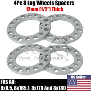 4 Pc 8 Lug Wheel Spacers For All 8X6.5 8x170 8x180 1/2" Inch Thick 12mm 8x165.1 - Picture 1 of 4