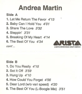 Andrea Martin ‎– The Best Of Me.. Promo  Cassette Tape - Picture 1 of 4