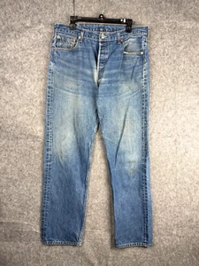 Jeans vintage Levis 501xx para hombre 35 x 31 bigotes azules lavados hechos en México * - Imagen 1 de 10