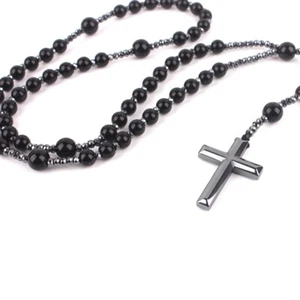 Fashion Round Hematite Bead Catholic Rosary Quality Bead for Cross Necklace Bead - Picture 1 of 8