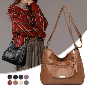Lady PU Leather Organizer Purse Shoulder Bag Multiple Pockets Cross Body Handbag - Picture 1 of 20