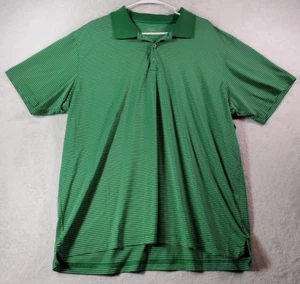 Falls Creek Polo Shirt Mens Size XL Green White Striped Short Sleeve Slit Collar - Picture 1 of 8