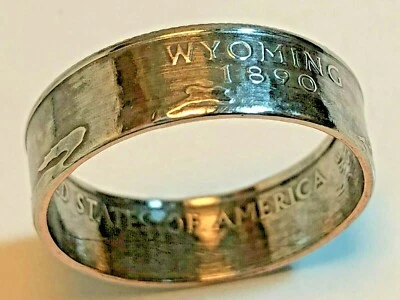 Wyoming Coin Ring USA State Quarter 25 Cents Handmade Vintage Custom Jewelry - Image 1 of 4