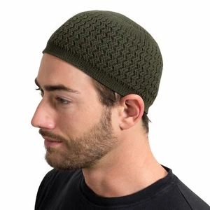 Stretchy Zigzag Knit Cotton Kufi Beanie Hat - Picture 1 of 17