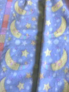 Blue Crescent Moon Stars Stripe  Blanket Fleece 3 Yards - Picture 1 of 3