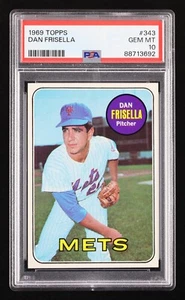 Dan Frisella 1969 Topps Béisbol #343 Nueva York Mets PSA 10 Gem Mint POP 5 Raro - Imagen 1 de 2