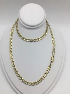 14K Yellow Gold Solid 4.6mm Mariner Anchor Flat Link Chain Necklace 18" - 15.5g - Picture 1 of 5