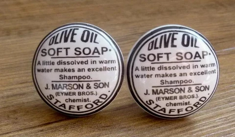 Antique Drawer Knobs Apothecary Olive Oil Soap Kitchen Cabinet Pull Lot of 2 Cover