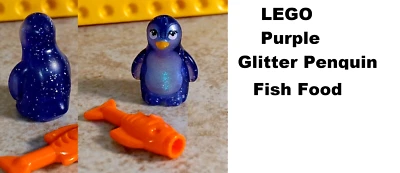 New LEGO Penguin Purple Satin Glitter FREE Fish Bait Food Unique Color VERY RARE - Image 1 of 2