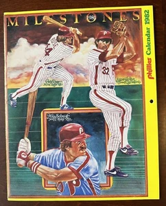 Vintage 1982 Phillies Calendar Pete Rose Mike Schmidt And Steve Carlton Cover - Picture 1 of 10
