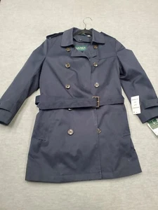 NWT $225 Ralph Lauren Trench Coat All Weather Removable Lining Size 8R/24 Blue - Picture 1 of 5