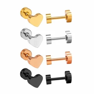 2 Herz Ohrstecker Edelstahl Rosegold Gelbgold Schwarz Silber Ohrringe Damen - Bild 1 von 10