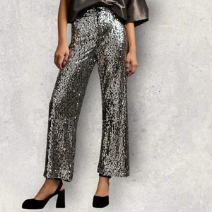 Free People pantaloni donna con paillettes gamba larga taglia 10 - Foto 1 di 9
