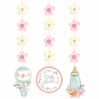 Farmhouse Floral Baby Shower Hanging Cutout 3 Pack 22.5" Paper Shower Decoration - Image 1 of 2