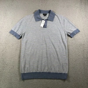 Todd Snyder Shirt Adult M Sky Blue Montauk Stripe Premium Cashmere Sweater Polo - Picture 1 of 11