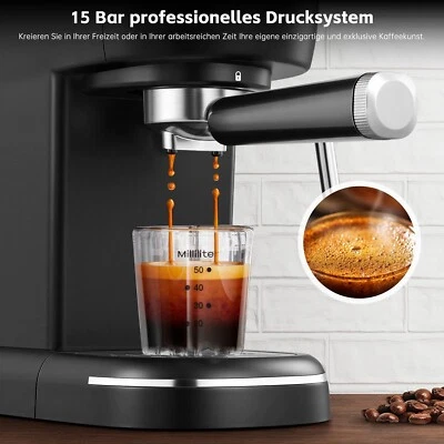 Espresso Maschine Kaffeemaschine Milchaufschäumer Siebträger Cappuccinomaschine - Bild 1 von 4