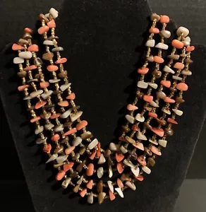 Collar llamativo vintage con cuentas de piedra de ágata de varios hilos - Imagen 1 de 23