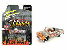 Johnny Lightning 1:64 1966 Chevy Pick Up Truck Silver w/ Flames Mijo Exclusive