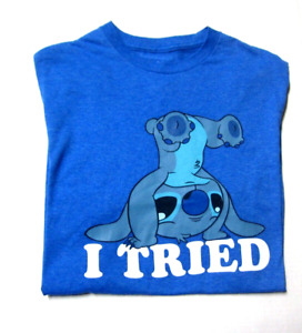 Disney Lilo & Stitch Women's Medium Blue T-Shirt Top Short Sleeves