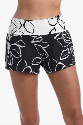 La Blanca Shorts 3" Inseam Board Swimsuit Floral Black White Sz M NEW NWT AM93 - Image 1 of 2