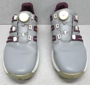 Adidas Powerband BOA Boost Lighting Golf Shoes Men 10 Gray/Maroon Leather - Picture 1 of 20