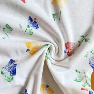 1 YD 1980s Abstract Flower Knit Fabric Jersey - Picture 1 of 6