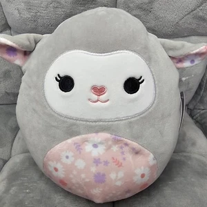Squishmallows 8" Elea The Lamb Gray With Pink Floral Belly  - Picture 1 of 5
