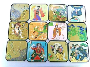 Vintage Japanese Drink Coasters Set of 12 Various Scenes Made of Hard Plastic - Picture 1 of 10