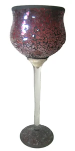 Candelabro de vidrio artístico en forma de copa de 33 cm de altura - Imagen 1 de 5