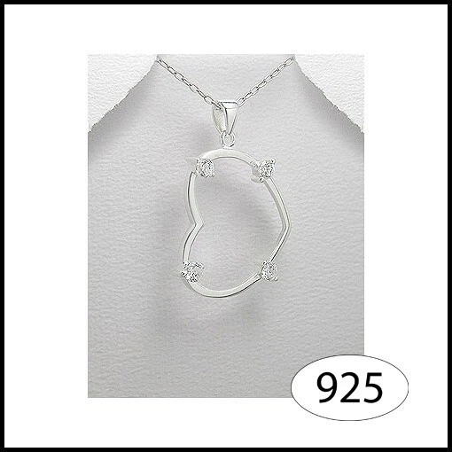 Ciondolo Da Donna A Forma Di Cuore Zirconi In Argento 925 Gioiello Per Catenina - Immagine 1 di 1