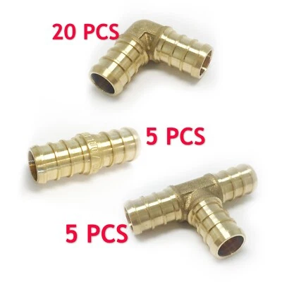 (30PCS) 1/2" PEX CRIMP Fittings Elbow（20 PCS）,Coupling, Tee(5 PCS/EACH)- No Lead - Image 1 of 4