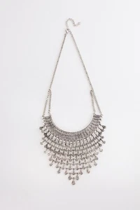 Women's Gypsy Style Silver Statement Necklace - Picture 1 of 5